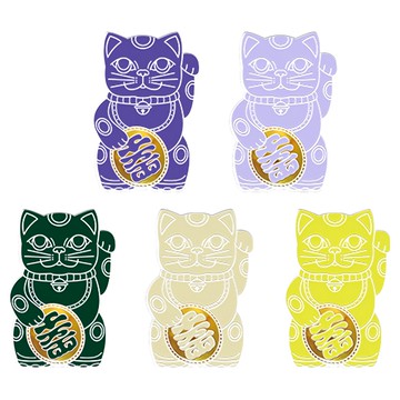 好物良品 開運招財繽紛Lucky Neko燙金靜電貼紙 5張  小(15 x 10cm)  元氣安康