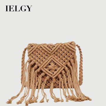 IELGY 斜挎草編包 流蘇小清新韓版小包