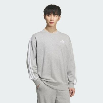 Adidas 愛迪達 Es+ 3s Ft Crew [KF3716] 男 長袖上衣 休閒長袖 灰 白