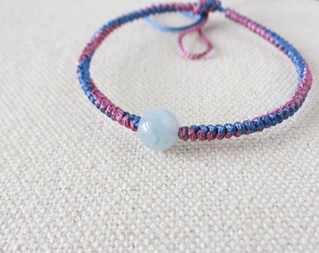 本命年【幸運石】冰藍紫微飄花翡翠絲光編織手鍊*AS08*招財、開運