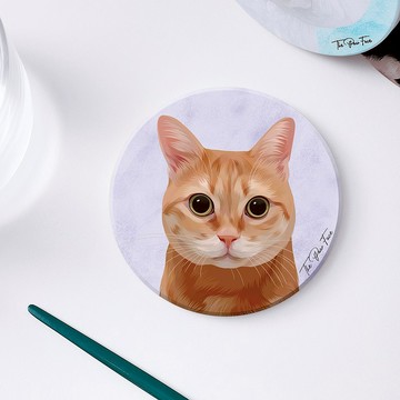 黃貓 橘貓 貓貓-圓型陶瓷吸水杯墊/動物/居家用品