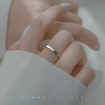 輕奢S925銀戒指女小眾設計時尚個性女士食指冷淡風ins潮開口指環