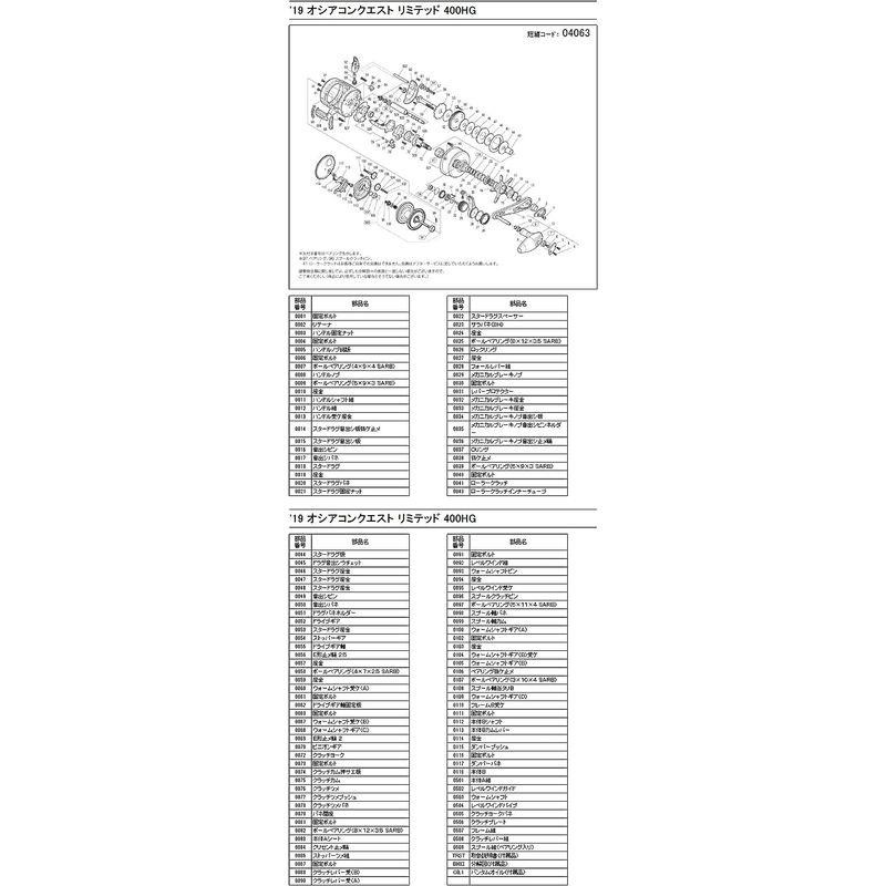 純正パーツ 19 オシアコンクエスト リミテッド 400HG スプール組(ベアリング入り) パートNo 13GUS | LINEブランドカタログ