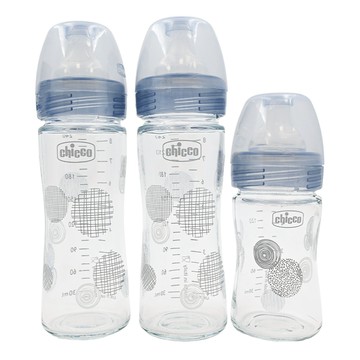 Chicco 防脹氣奶瓶 (2大1小) 不含雙酚A 寬口徑 奶嘴仿真設計  1組  玻璃