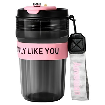 Mass 生活好物 Tritan材質耐熱隨行杯/吸管杯/咖啡杯/運動水壺/搖搖杯/環保杯 彈蓋 直飲  420ml  1個  黑色粉