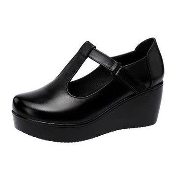 【Sp house】隨性出街T型厚底坡跟休閒鞋(3色可選)