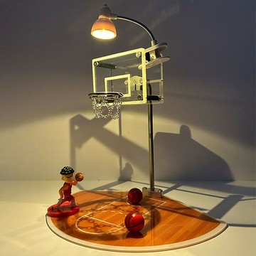 免運 可開票 工廠直銷 籃球框迷你房間桌面迷你籃球架擺件手工原創籃球小夜燈籃球擺件 快速出貨DDD1111