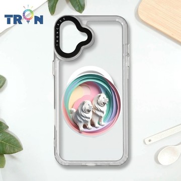 TRON IPHONE 16 PLUS 可愛紙雕鬆獅犬 MAGSAFE 磁吸 防摔 太空殼 透白 手機殼