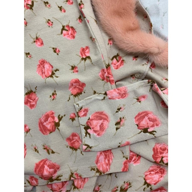 ブルマリン アンサンブル ニット ミンクファー ローズモチーフ 総柄  