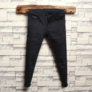 純黑色九分褲男 社會小伙修身小腳牛仔褲青年彈力9分純色小腳褲潮