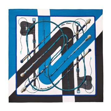 【Hermes 愛馬仕 】Clic-Clac double face大方巾/領巾-90X90cm