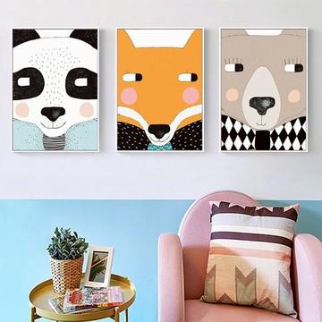 叢林小伙伴　動物系列　裝飾掛畫　台灣製造 - C款－木紋框-50*70cm