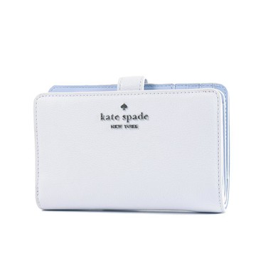 KATE SPADE 鵝卵石紋釦式雙折中夾-粉藍