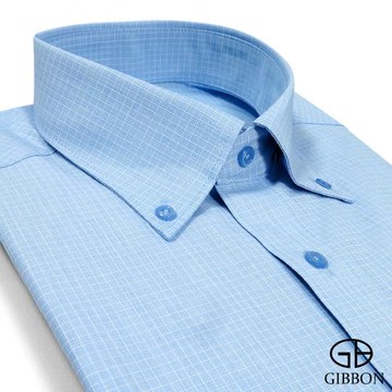 GIBBON 精紡格紋長袖襯衫‧藍色