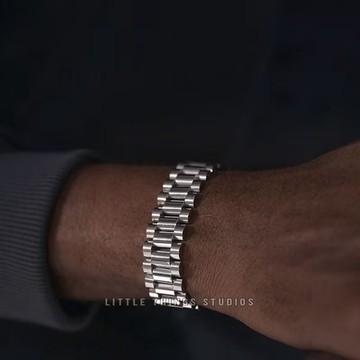 手鏈 鈦鋼 錶帶 錶鏈 現貨 銀 粗手鍊 歐美 粗手鏈 銀色 手環 抗生鏽 錶帶 情侶 男 女 手鍊 嘻哈 SW034