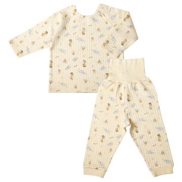 akachan honpo - 長袖家居服 穿衣練習-套頭式 動物-奶油色