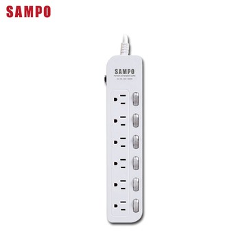 電器妙妙屋-sampo 聲寶六開六插電源延長線-12尺(el-w66r12)