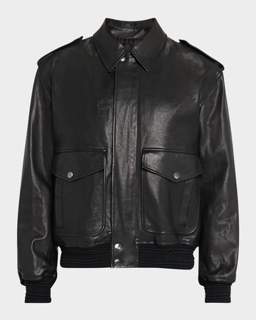Men's Leather Bomber Jacket