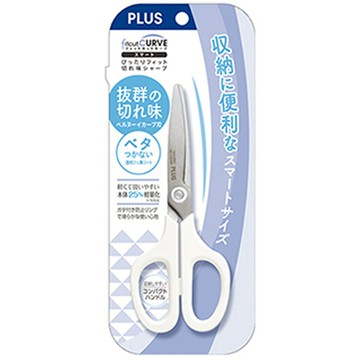 PLUS透明不沾膠弧線剪刀-白/藍 (SC-155RSF)