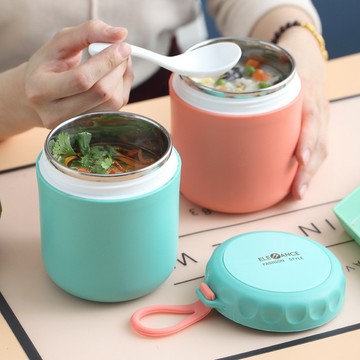 日式304不鏽鋼湯杯 早餐喝粥湯罐上班午餐盒便當盒手提便攜水杯子