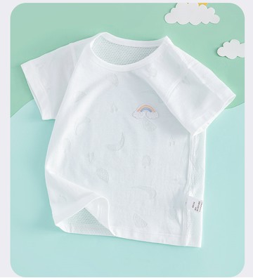 短袖 兒童短袖 棉t恤 女寶寶半袖 純棉上衣 夏薄款短袖 女童網眼T恤 夏裝短T 夏季短袖T恤 童裝【不二雜貨】