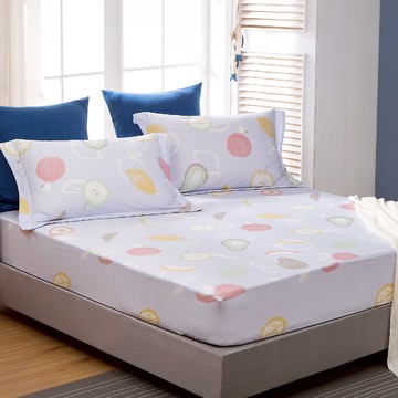 床包組-內含床包+枕套 /純粹好棉100%無異纖精梳純棉 /2506水果芭蕾(藍)