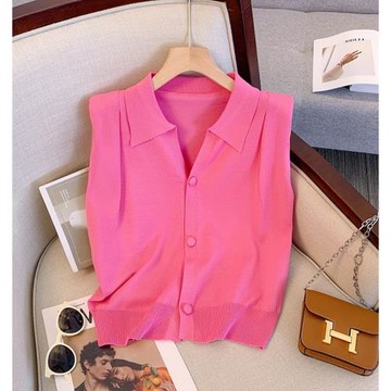 法式小眾別致百搭簡約漂亮小衫設計感坎肩無袖背心針織開衫上衣女