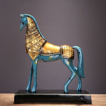 免運/ 可開票 快速出貨 擺件 居家擺飾 新中式復古樹脂擺件仿青銅戰馬創意桌面擺件家居書房辦公桌裝飾品