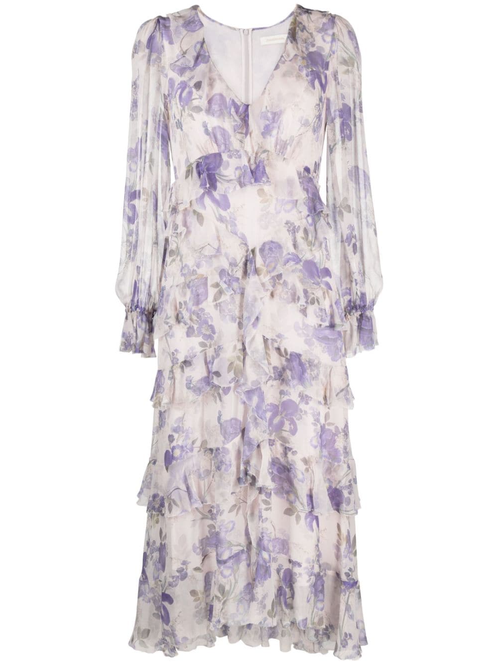 ZIMMERMANN - Lyrical floral-print silk midi dress - women - Silk/Viscose - 1 - Purple