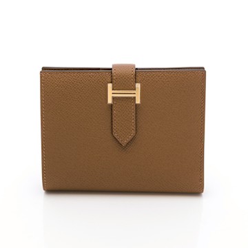 Hermes Bearn雙折短夾(象灰/金)(象灰縫線) (H039790CC3G)
