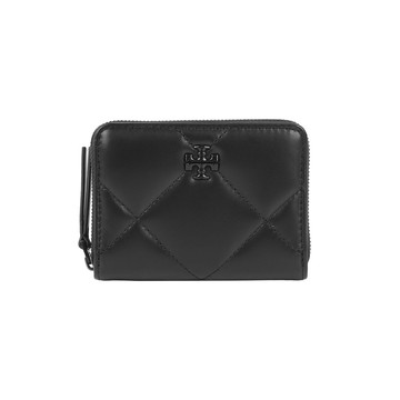TORY BURCH Kira 黑釦拉鍊零錢袋ㄇ形拉鍊短夾(黑色) 174548 001
