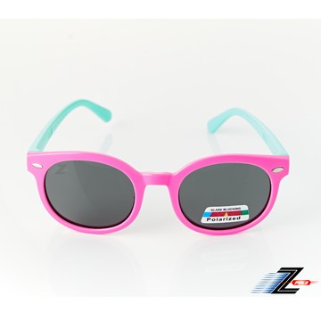 【Z-POLS】潮流粉系兒童款矽膠軟質彈性舒適 鉚釘設計Polarized寶麗來偏光太陽眼鏡(鏡片抗紫外線UV400)