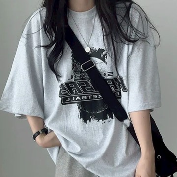 Vuja de 純棉 t恤 短袖上衣女 圖案印花 T恤 韓國上衣 oversize T恤 寬鬆上衣 ins風 潮流衣服
