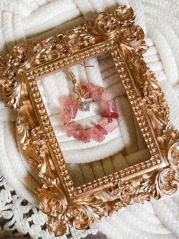 草莓晶圈鋯石耳環  (一對)