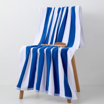 純棉沙灘巾藍白條紋浴巾跨境游泳沙灘彩條加大加厚柔軟吸水浴巾