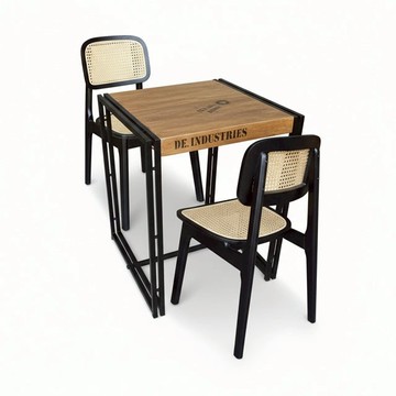 希特餐桌 × 藤編餐椅（侘寂黑 / 原木藤編）2026 開店成家餐桌椅組合推薦 一桌二椅 小坪數與商空首選