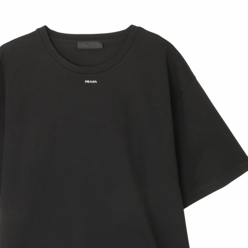 プラダ PRADA クルーネック半袖Tシャツ ブラック メンズ ujn843-s231  