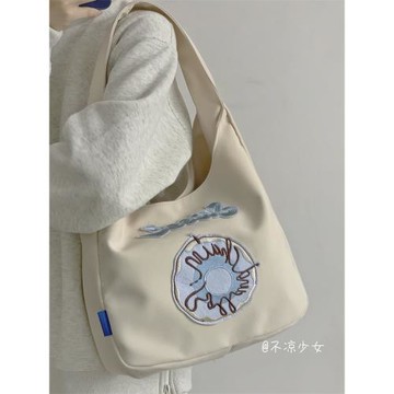ins甜甜圈刺繡少女小眾通勤包