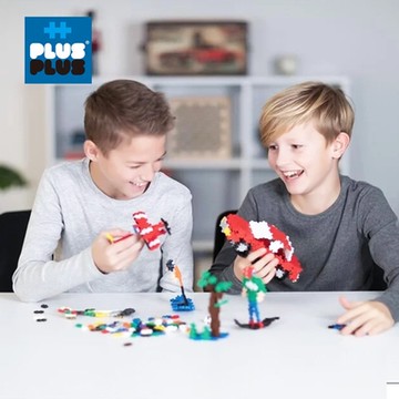 【++Plus-Plus 加加積木】小顆粒-自由創作彩虹500片+霓虹100片+創作底板2入