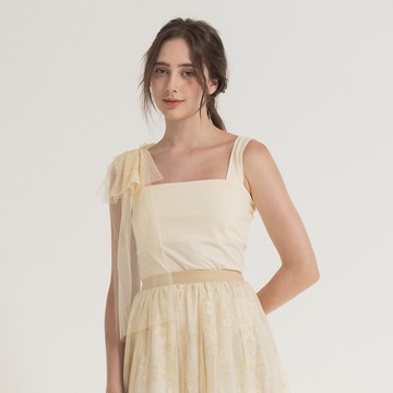 小芭蕾單肩蝴蝶結上衣  杏