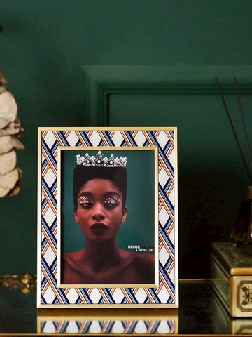 費靈家居北歐現代長方形彩色幾何圖形實木相框 新款創意輕奢擺臺