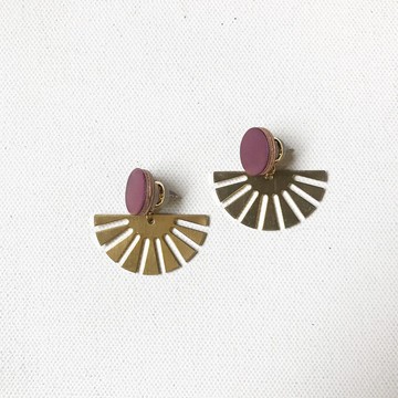 皮革耳環_雪花片_木苺(可改夾)