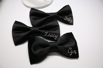 定制刺绣字母婚礼领结 婚礼新郎领结 情侣名字刺绣礼物蝴蝶结