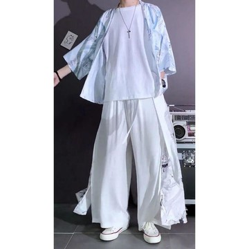 【二十三歲】臺灣出貨夏天三件套道袍男裝古風漢服男冰絲大碼衣服套裝潮流國潮唐裝古裝