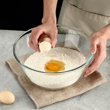 食品級玻璃和面碗帶蓋家用揉面碗大號高硼硅鋼化玻璃盆透明大碗活