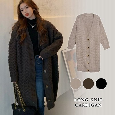 カーディガン レディース 秋 冬 秋冬 ニットカーデ 長袖 ケーブル編み アウター ロング ケーブルニット ロングカーディガン 防寒 代 通販 Lineポイント最大get Lineショッピング