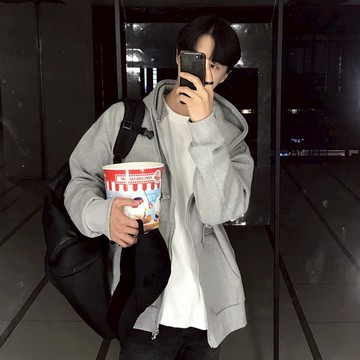 【衣衫倉庫】外套 連帽外套 600碼重磅 棉外套 重磅 素面 內刷毛 秋冬 保暖 情侶 男女  寬鬆 落肩