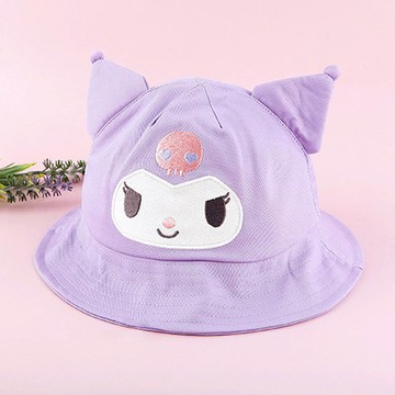 韓國配件連線 - 造型漁夫帽/遮陽帽-卡通人物庫洛米-紫 (頭圍約52~54cm)