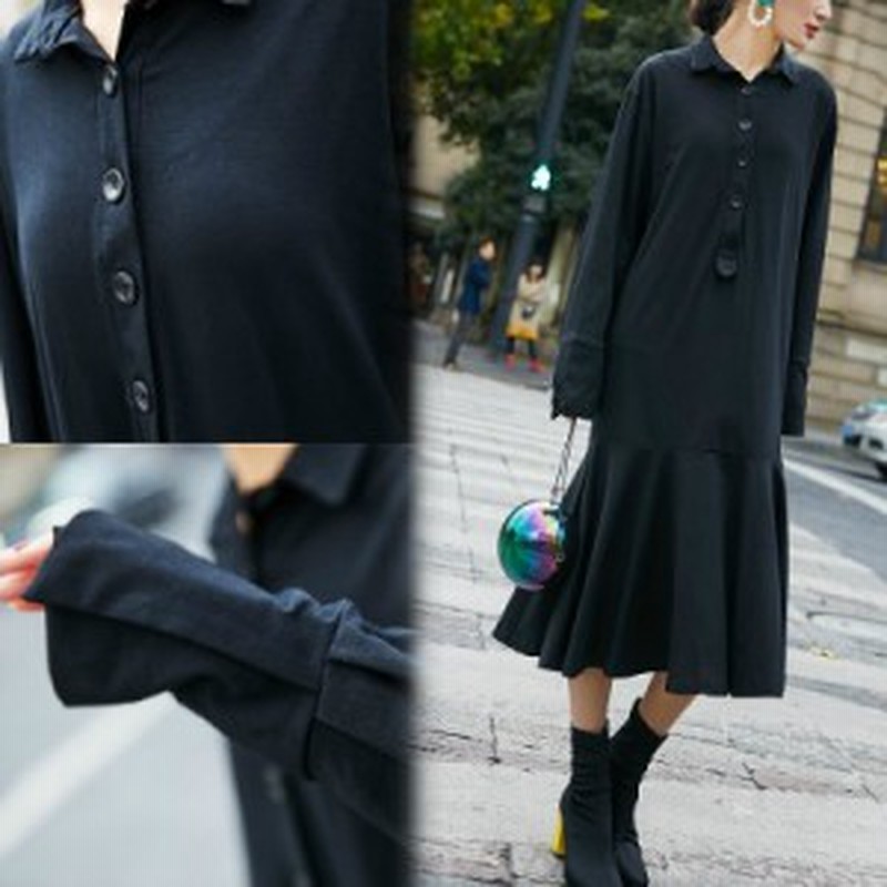 即納 即日発送 コットン100 ワンピース 大きいサイズ モード系 ロング ミモレ丈 ドレス 送料無料 ブラック フレア マキシ ストリー 通販 Lineポイント最大1 0 Get Lineショッピング