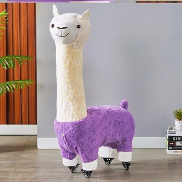 免運公司貨 開發票 羊駝座椅羊駝坐凳公仔客廳擺件動物兒童沙發生日禮物帶輪羊駝坐凳